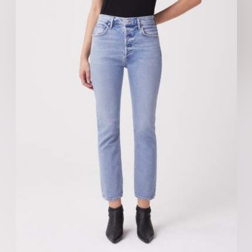 AGOLDE Riley High Rise Straight Crop Jean in Shiver, Size 26